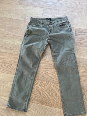 PAIGE Brigitte Distressed High Waist Crop Boyfriend Jeans  ARMY GREEN - SIZE 27